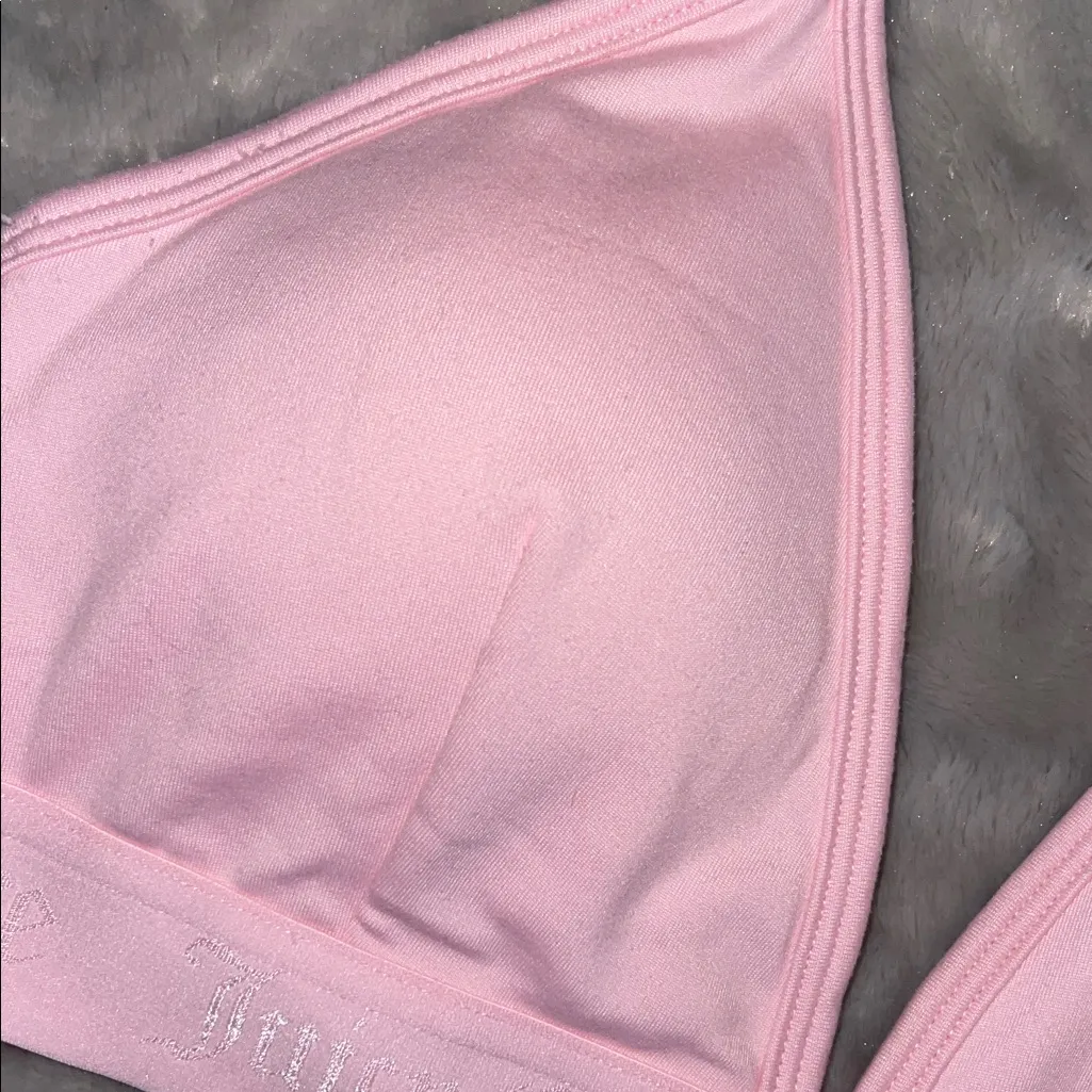 Juicy Couture Pink Bralette L | Logo Band | Soft Stretch Sleepwear - Image 3