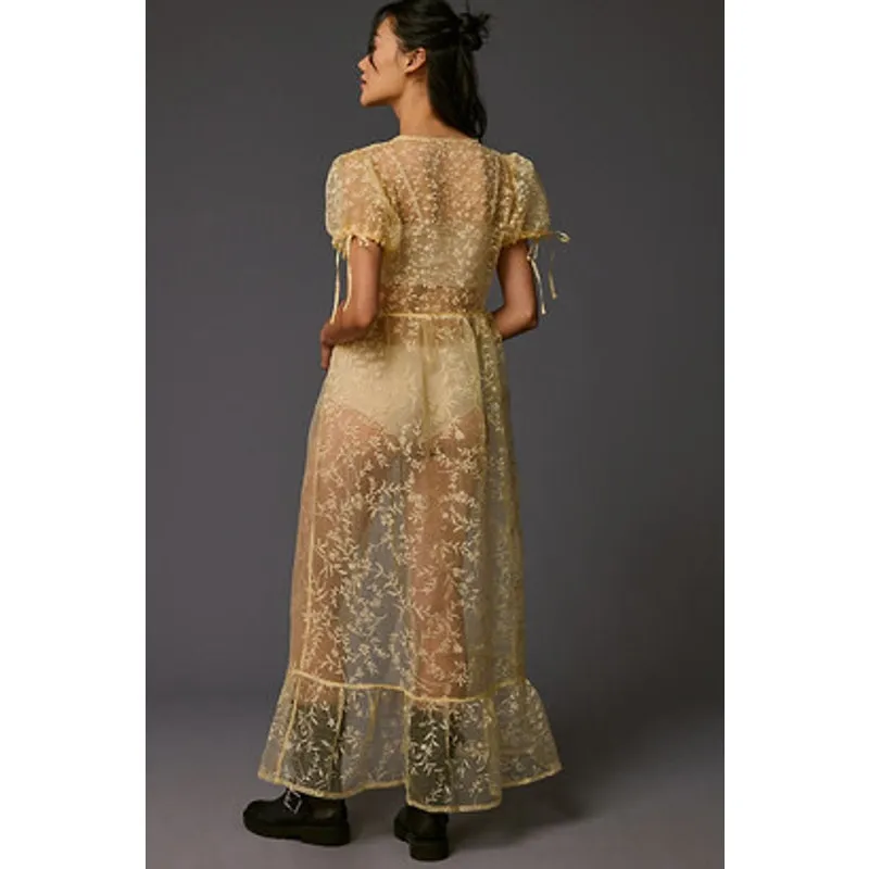 Anthropologie Sheet Organza Floral Maxi Dress - Image 7