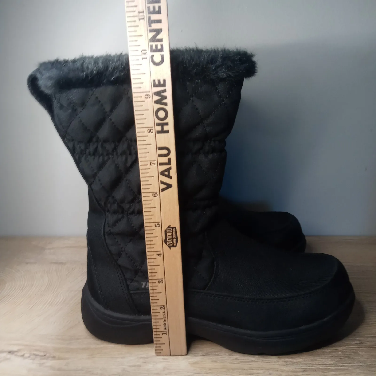 LL Bean Boots Womens 6.5 M Tek 2.5 Primaloft Winter Snow Black Quilted Faux Fur‎ - Image 9