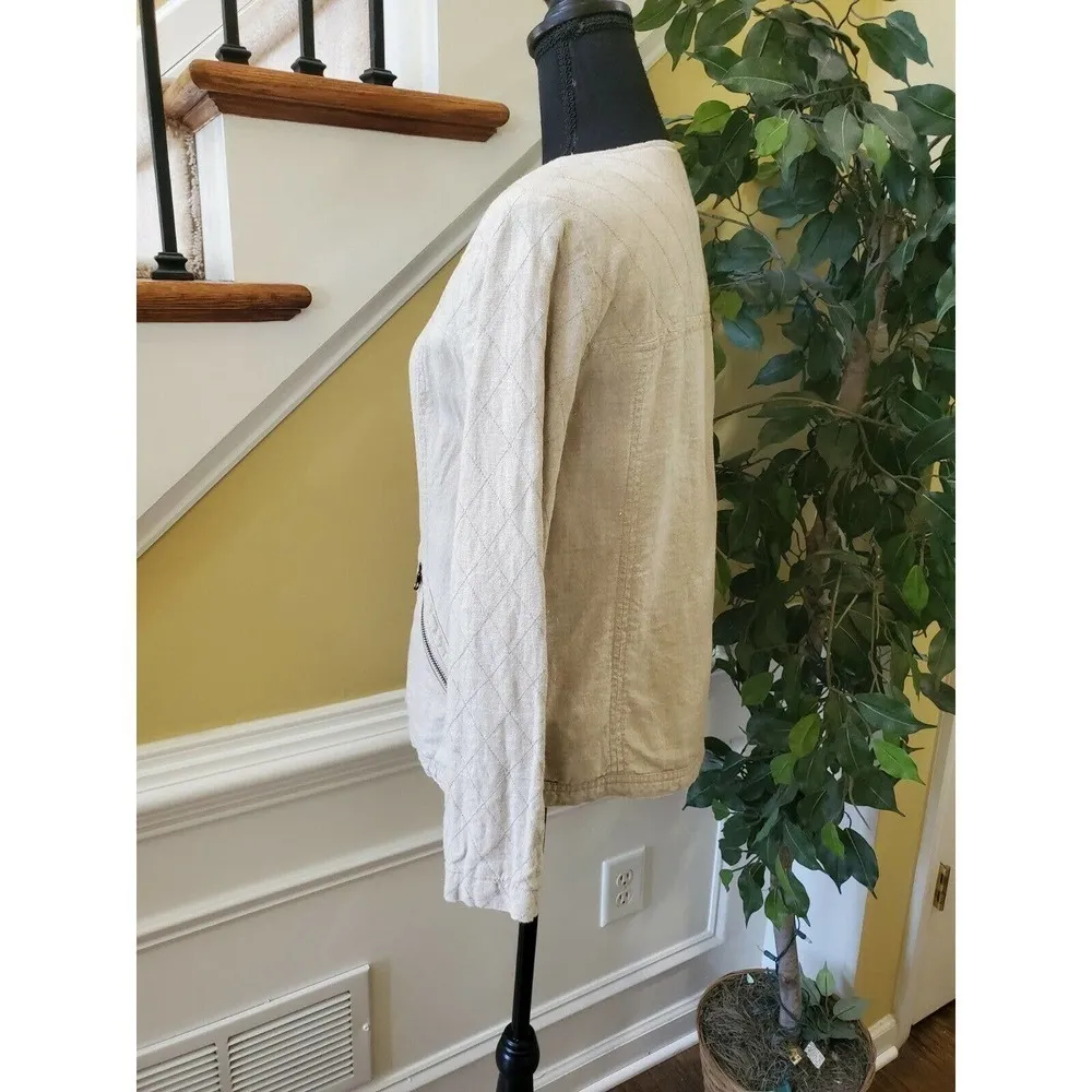 Garnet Hill  Linen Bomber Zip Up Jacket 04 - Image 5