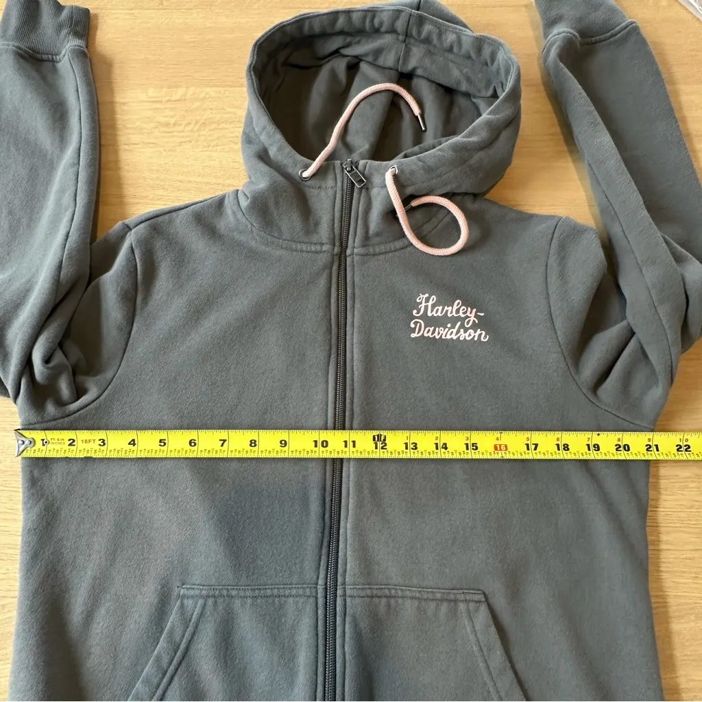 Harley-Davidson Zip Hoodie Gray/Pink Women's Sz Large - Image 9