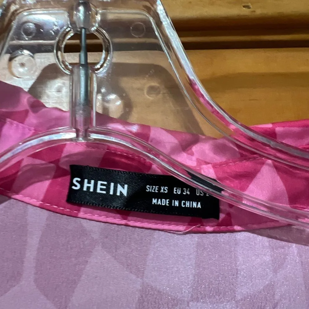 Hot and Light Pink Checkered Button Up Shirt - Image 4