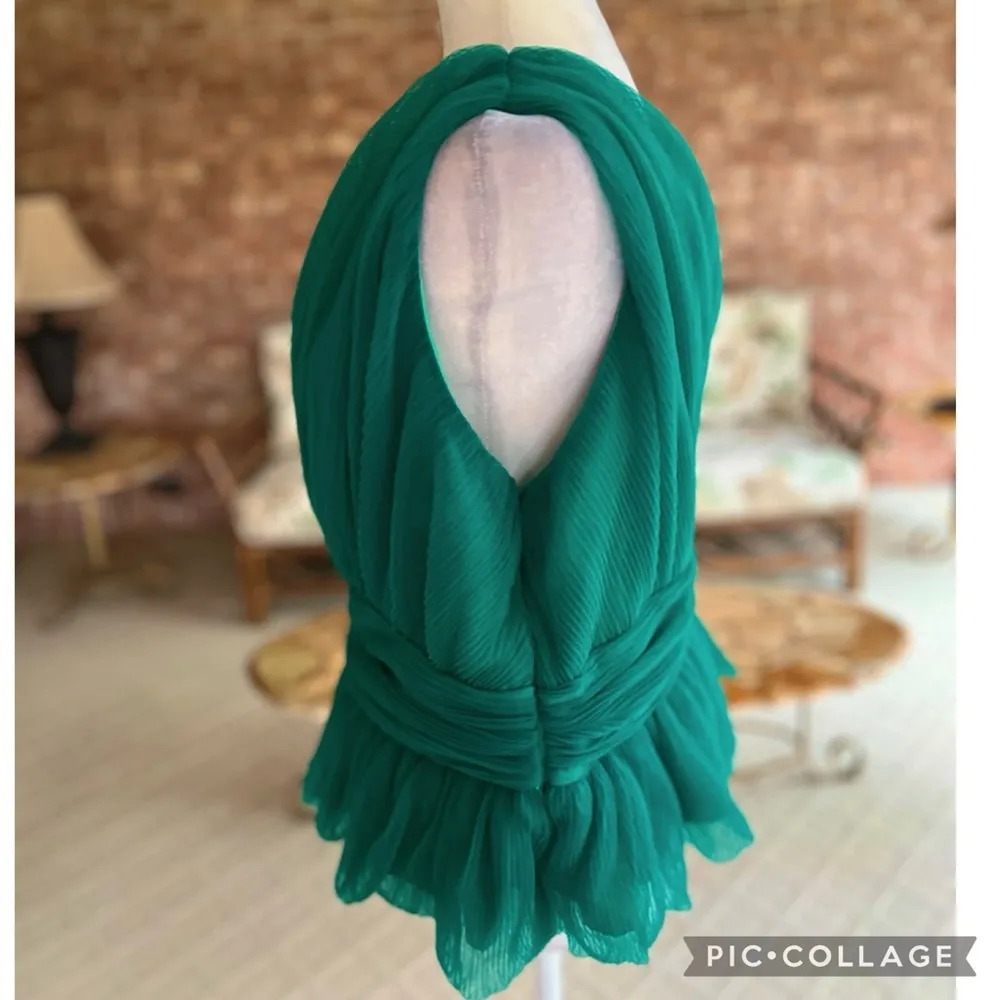 NWT Endless Rose Top One Shoulder Shirred Tulle Jade Green XL Cocktail Chic Glam - Image 6