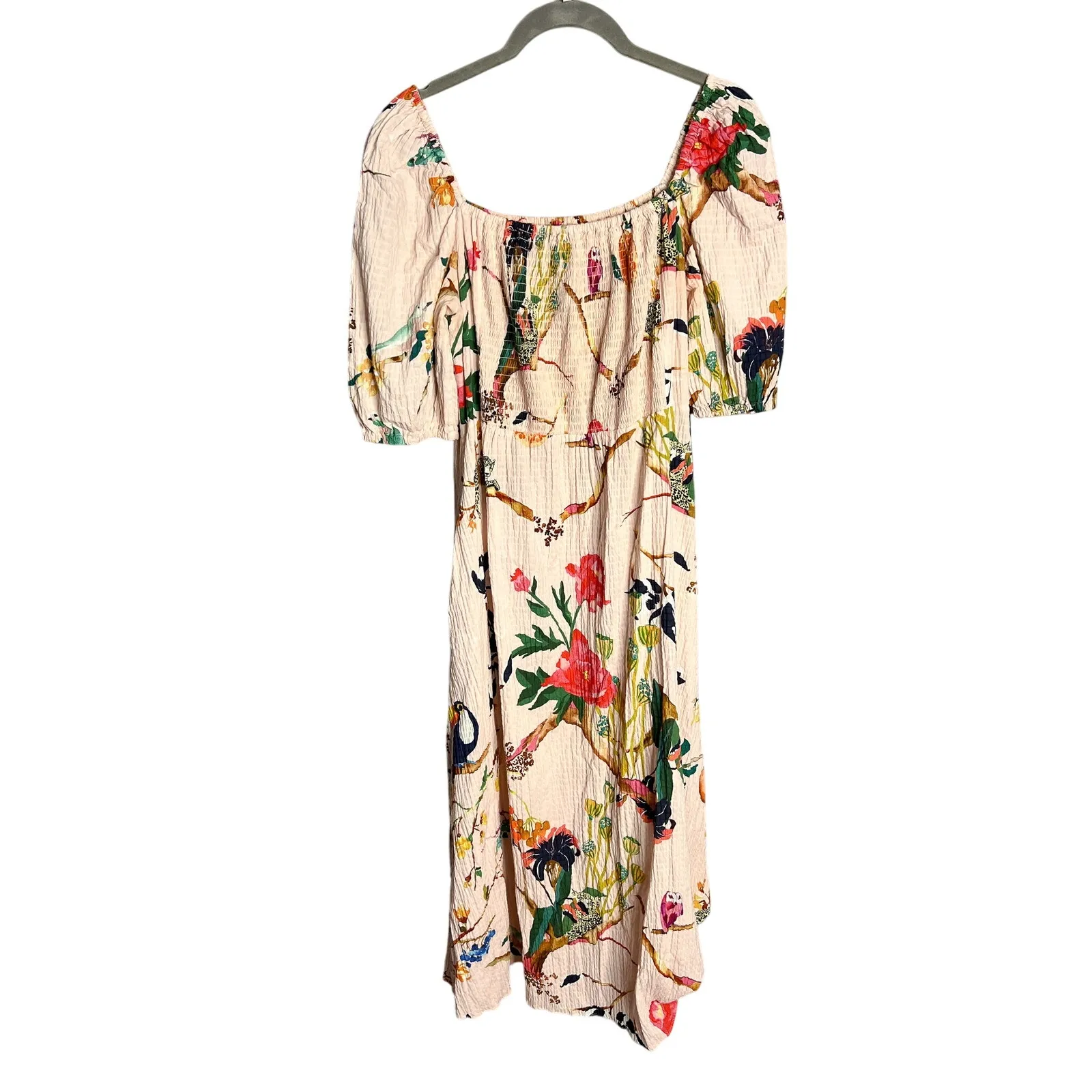 Tanya Taylor Lucinda Midi Dress Size Small Jungle‎ Tropical Smocked Off Shoulder - Image 8