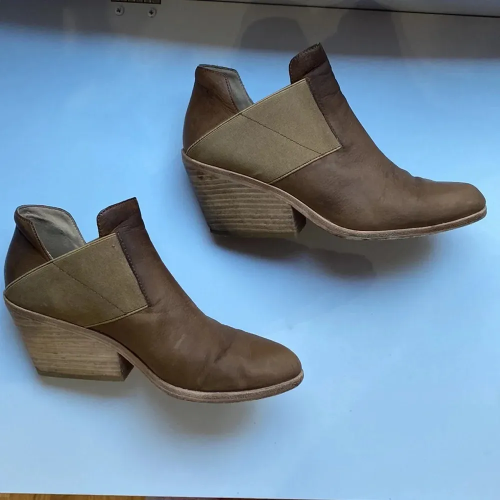 Eileen Fisher Even‎ Booties Tan Brown Leather Ankle Booties Size 7 - Image 4