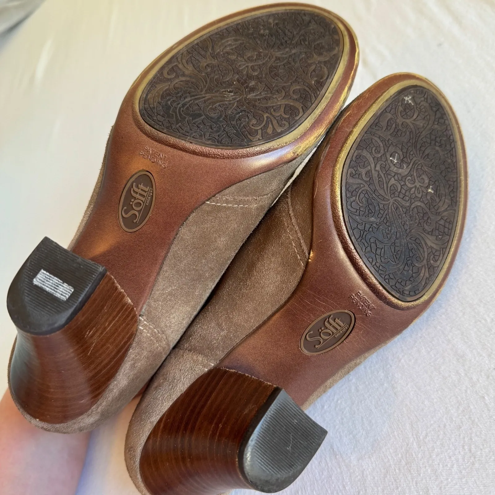 Sofft sz 9 Womens Brown Suede Lace Up Oxford Heel Flapper Retro Leather Booties - Image 8