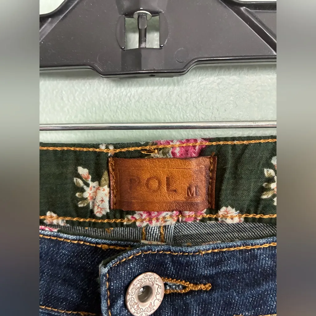 POL Dark Blue Distressed Cropped Kick Flare Jeans Size M - Image 4