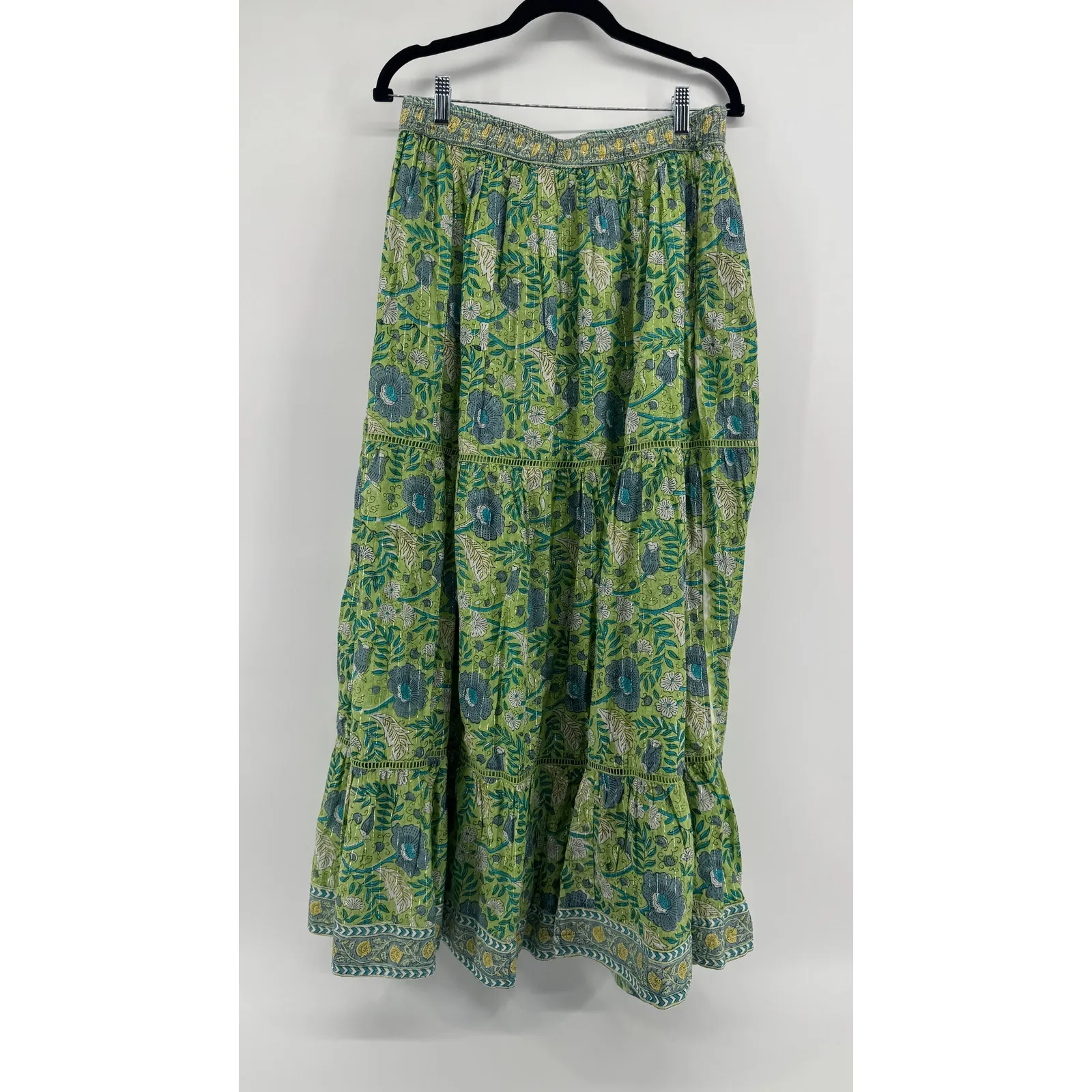 Victoria Dunn Clara the Label Block Print Maxi Skirt Womens 2XL Floral Paisley Green Size 2X - Image 3