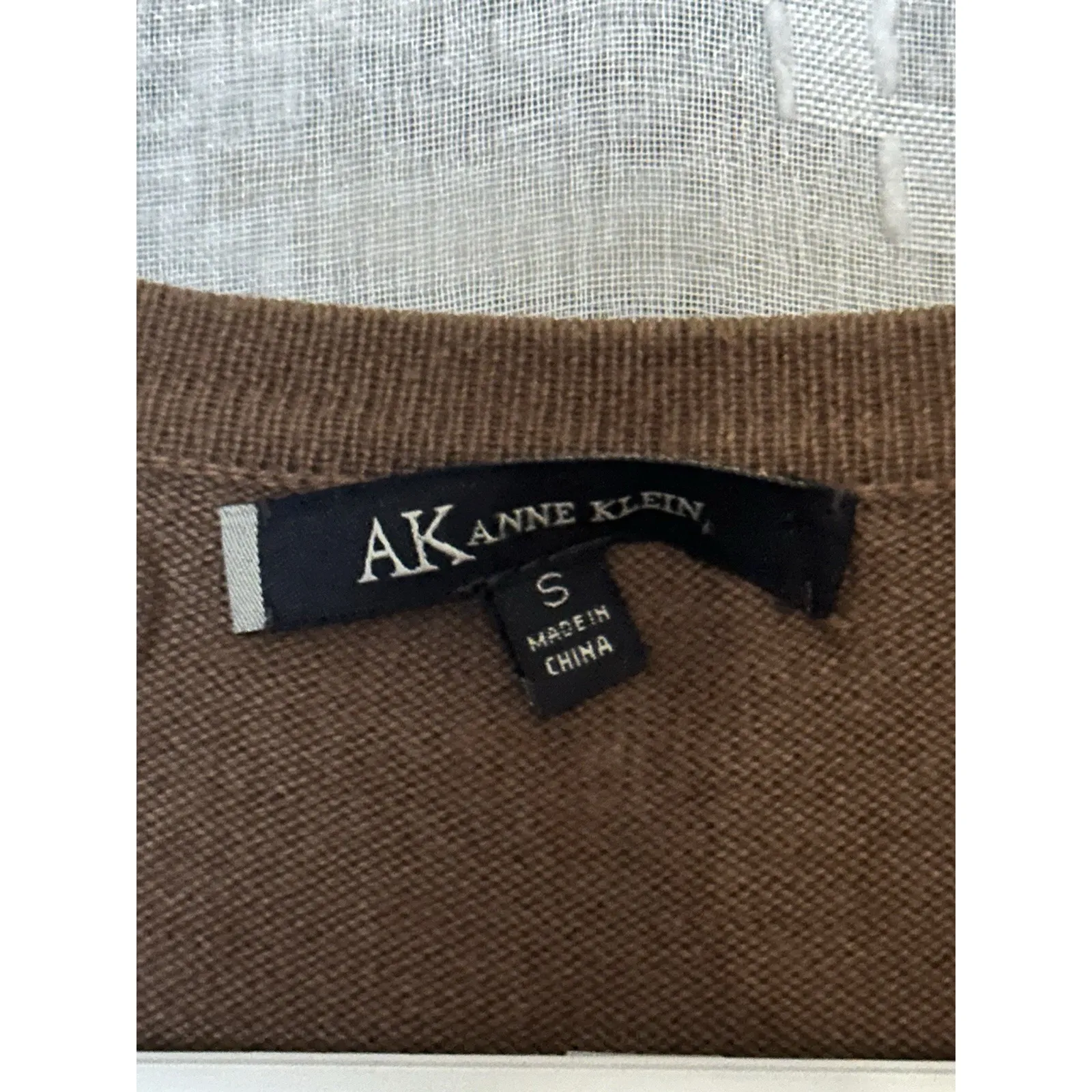 Vintage Anne Klein Brown Cotton Wrap Cardigan Sweater Y2K Small Fall Neutral‎ - Image 3