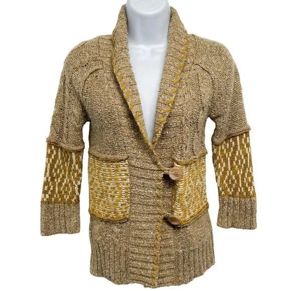 Buckle BKE Cable Knit Chunky Button Shawl Collar Wool Cardigan Sweater Top - Image 7