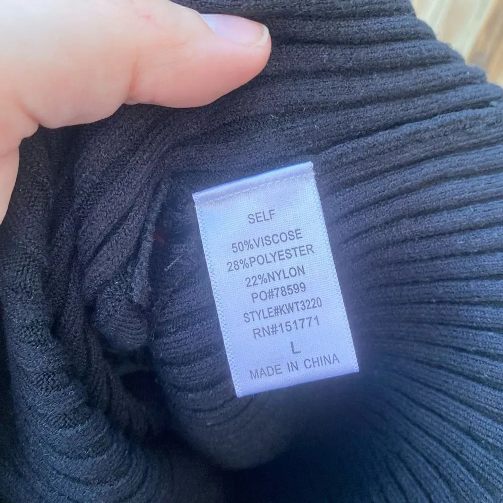 Brooklyn Karma Black Ribbed Cut Out Crop Sweater Top | L - Image 5