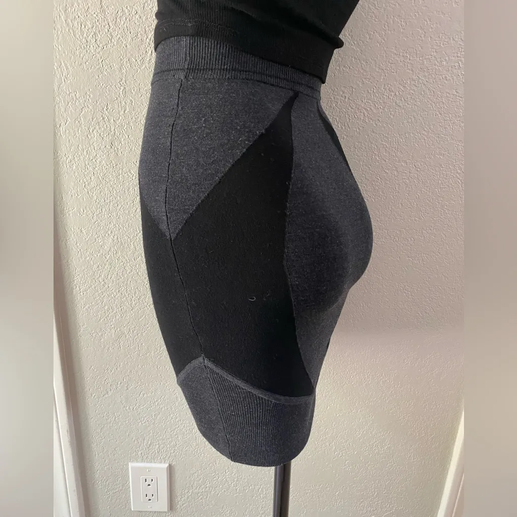 $298 Alexander Wang Grey Black Abstract Bodycon Colorblock Pencil Knit Skirt XS - Image 3