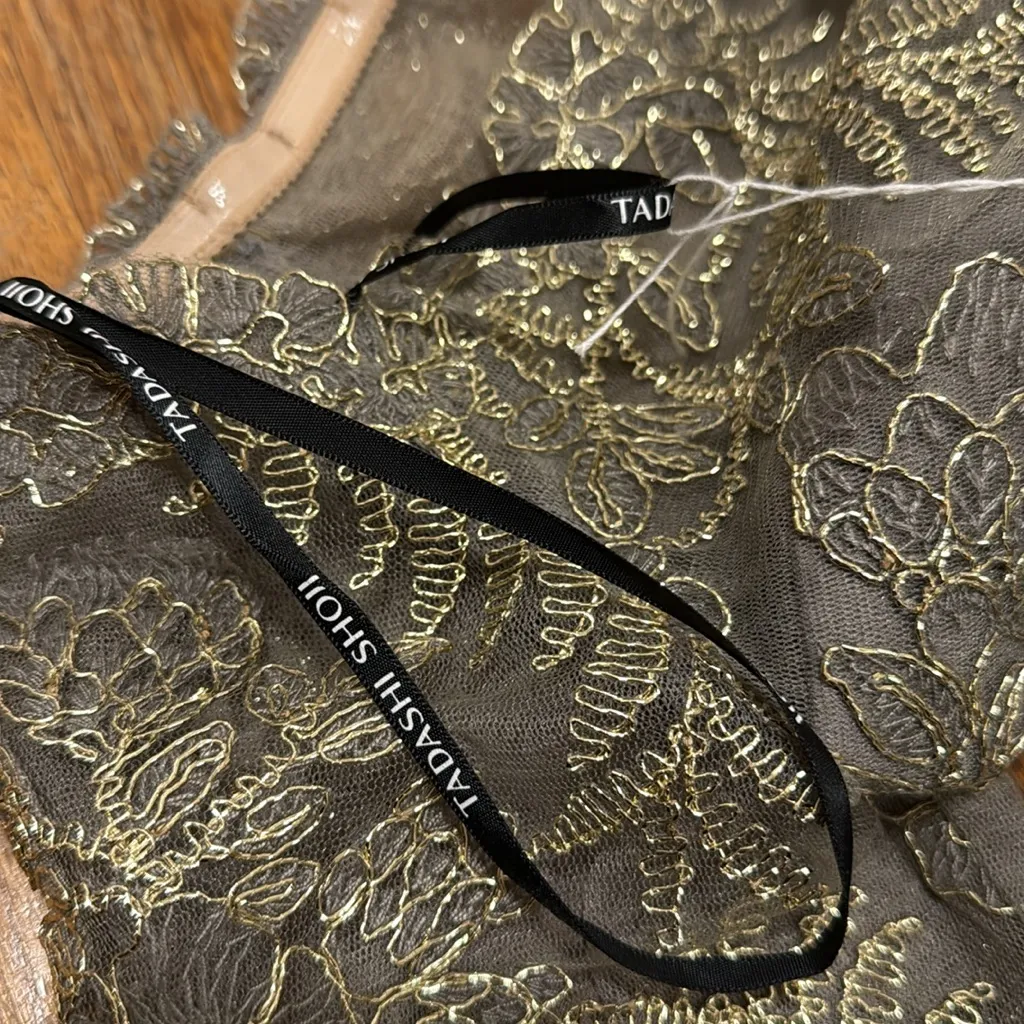 Tadashi Shoji Winston Off-The-Shoulder Taffeta Gown NEW SAMPLE PIECE see measure - Image 9