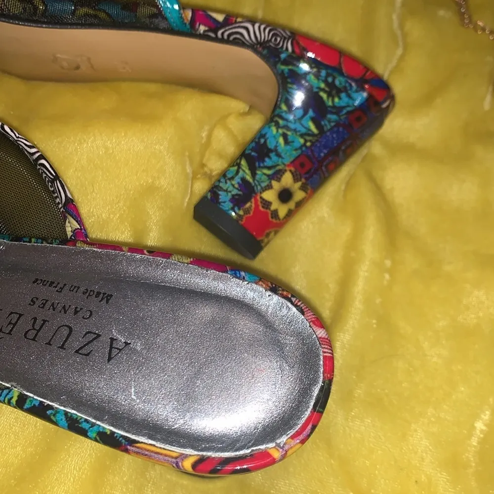 Azuree Cannes Size 5.5 Beaded Mesh Open Toe Chunk Heels - Image 16