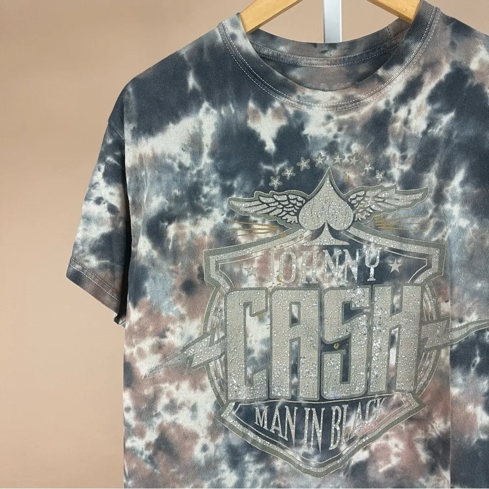 Cash Johnny Cash Man In Black Medium Acid Wash Tie Dye Graphic Band Artist Tee Brown - Image 6