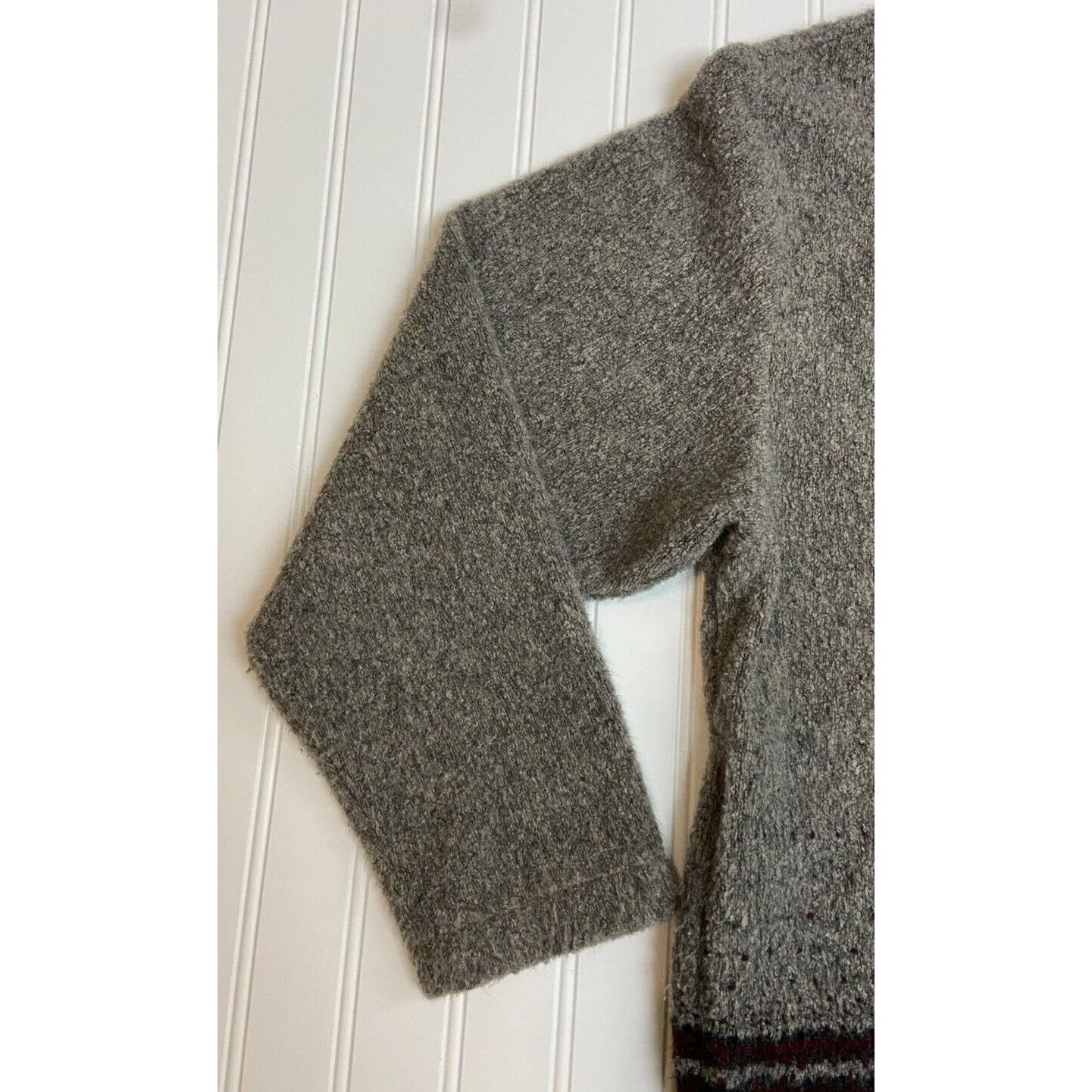 VTG Columbia Womens Small Maroon Grey Aztec Wool Fleece Zip Jacket USA 90s Y2K - Image 5