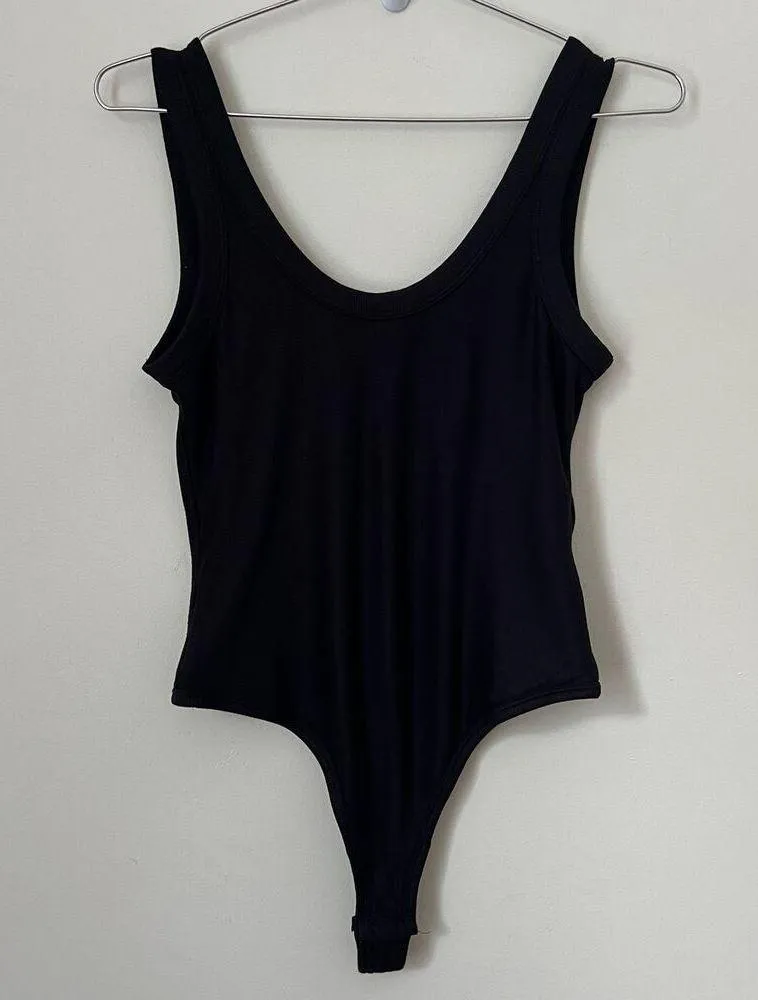 Alexander Wang x Uniqlo Heattech Black Ribbed Scoop Back Thong Bodysuit Size M Size M - Image 3