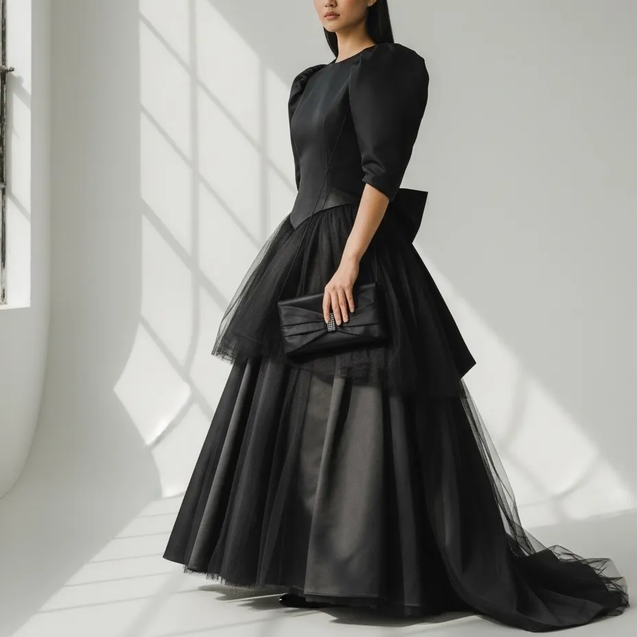 Vintage Rizman Ruzaini Black Satin Rhinestone Prom Clutch - Image 10