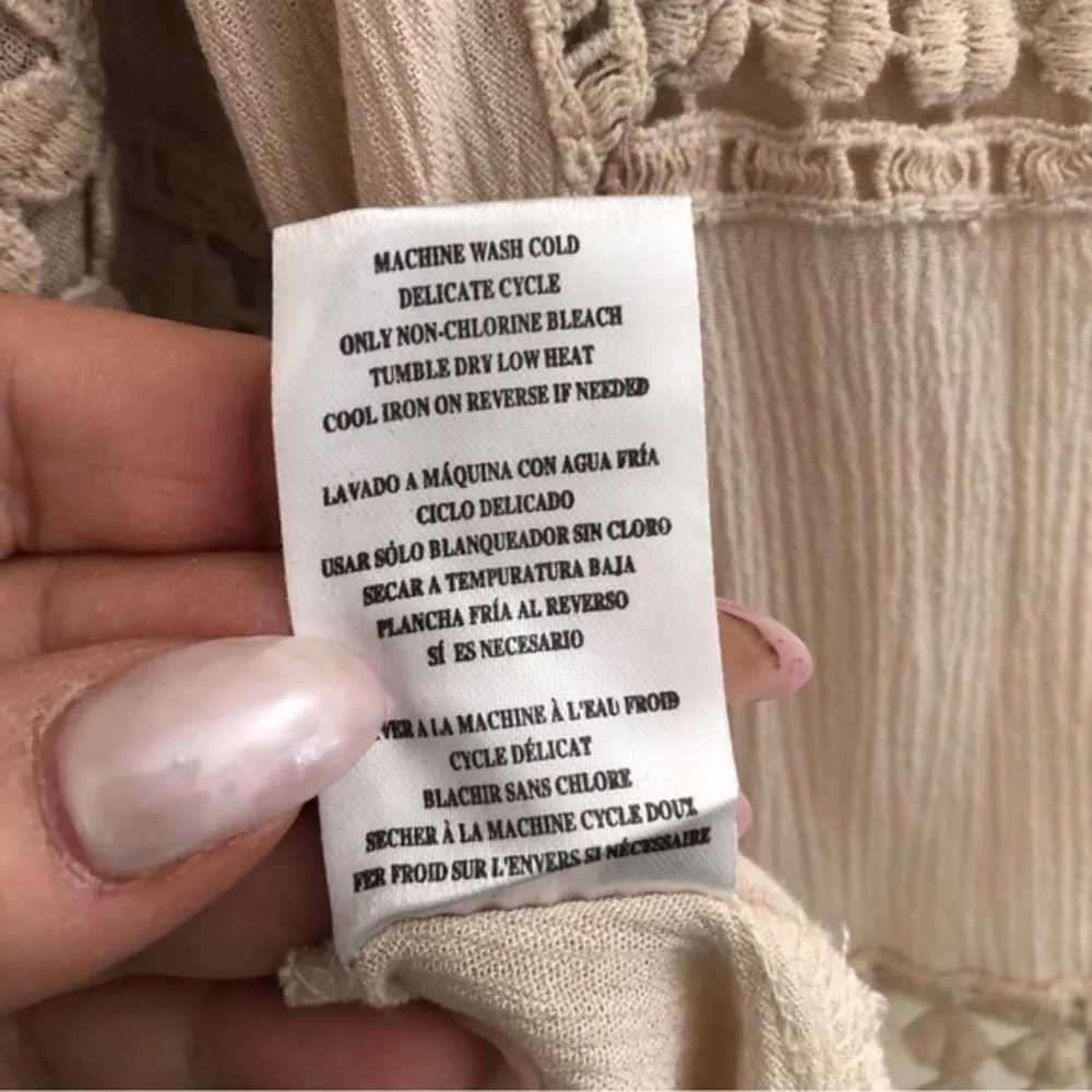 🔵 SALE 3/$25 KUT FROM THE KLOTH BOHO BEIGE TASSEL RAYON TUNIC BLOUSE TOP M - Image 7