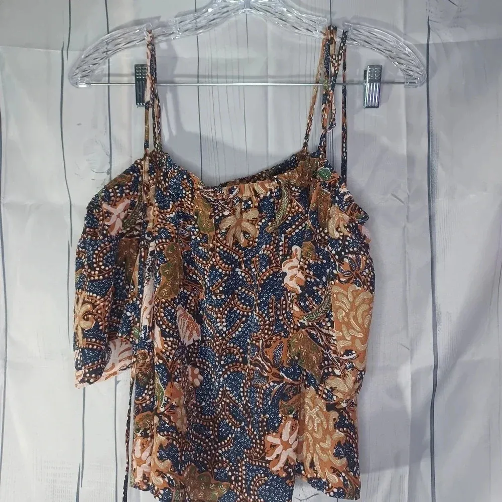 Madewell 100% silk cropped off the shoulder boho top - Image 6
