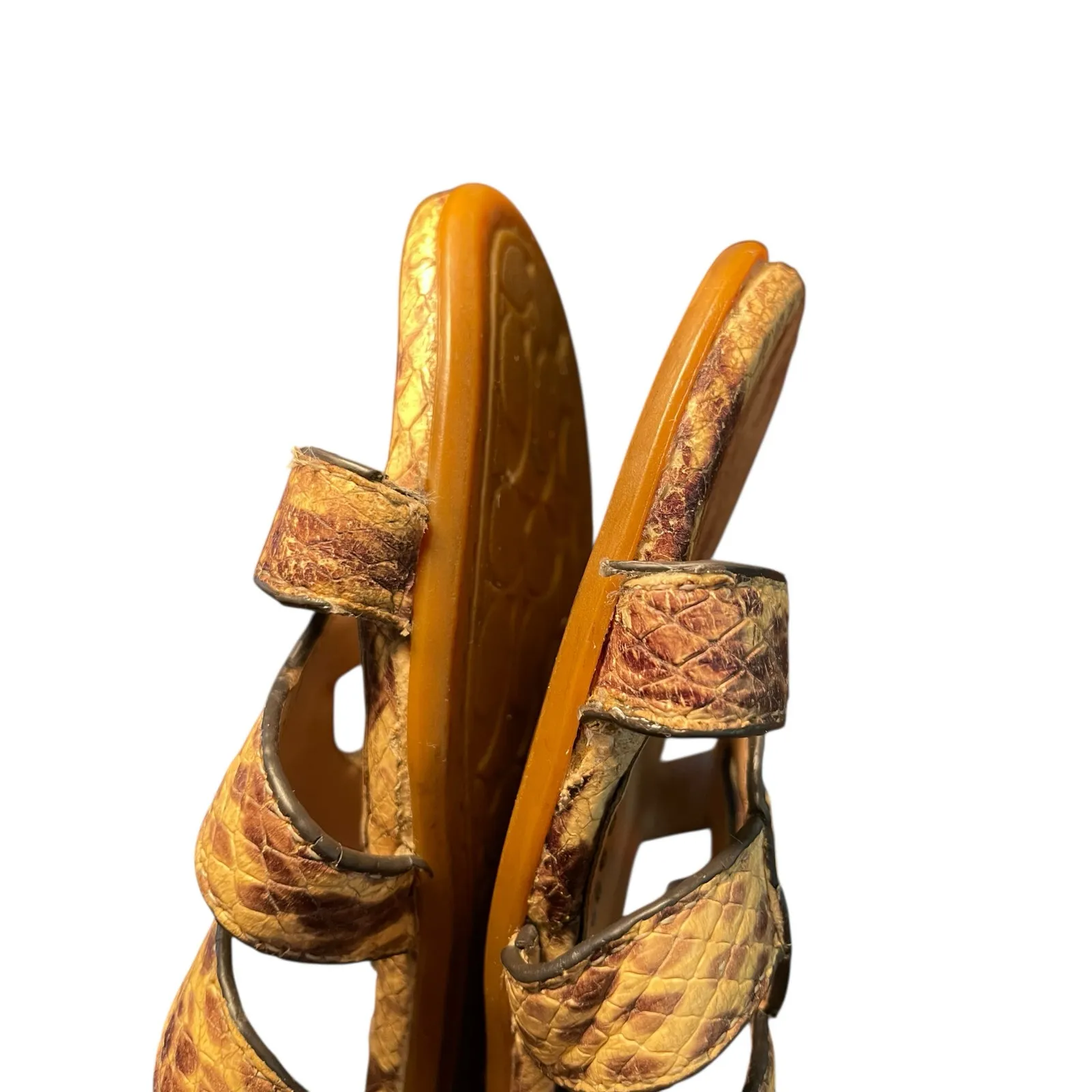 Coach Women 6‎ Kennedy Leather Snakeskin Slide Sandals Brown & Silver Monogram C - Image 10