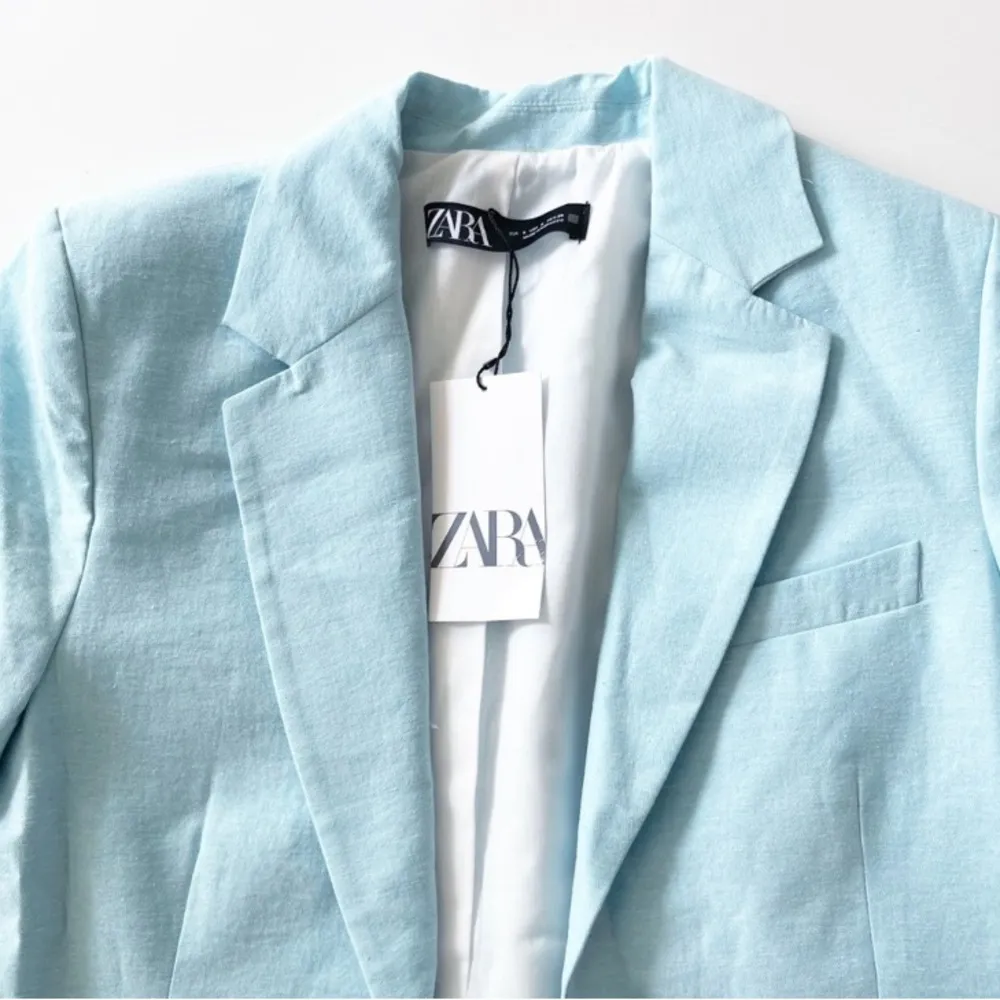 Zara Turquoise Blue Long Oversized Boyfriend Blazer bloggers favorite - Image 12