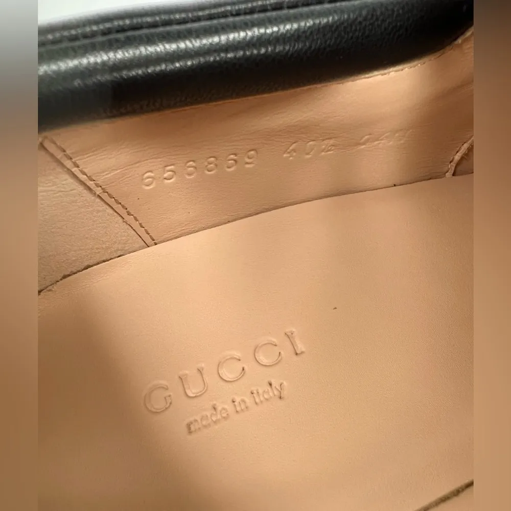 Gucci Horsebit Platform Lug Sole Black Leather Women Logo Loafers Size EU 40.5 - Image 8