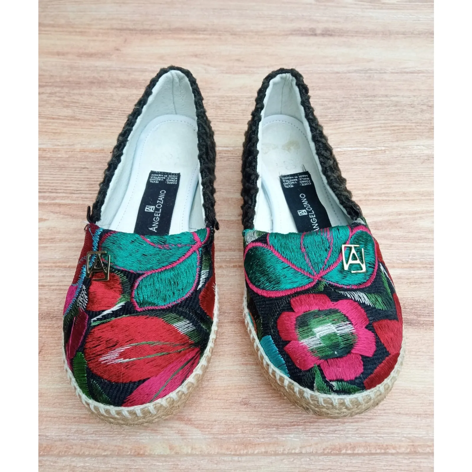 Angel Lozano Mexico Women’s Shoes Flats Floral Embroidered Size 6 Black - Image 3