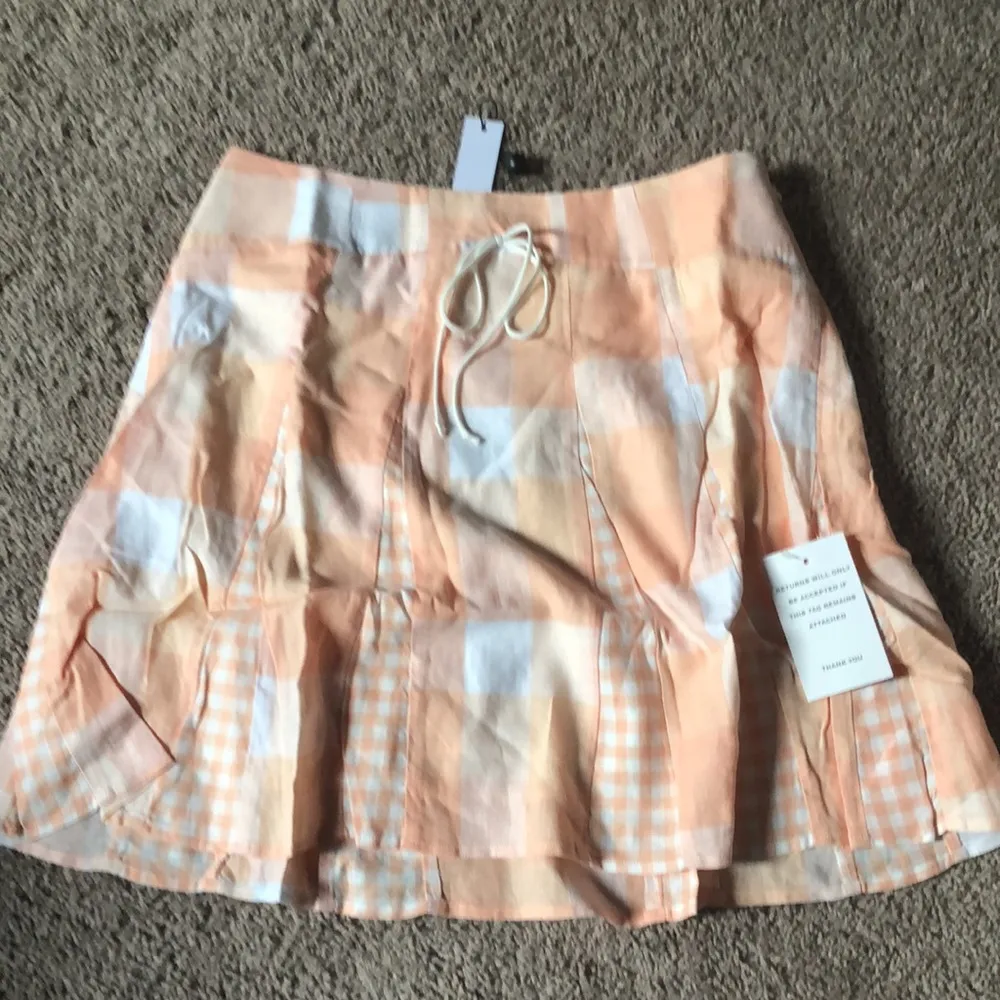 NWT  Eugenie Mini Skirt Plaid Patchwork Pastel Apricot size M - Image 8