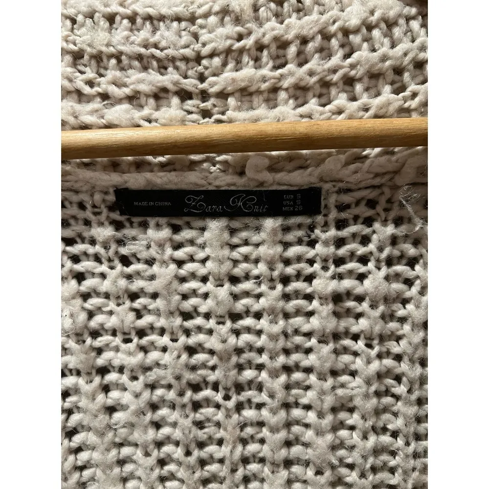 Women’s Zara Knit Open Cardigan Cotton Blend  Cream Small - Image 5