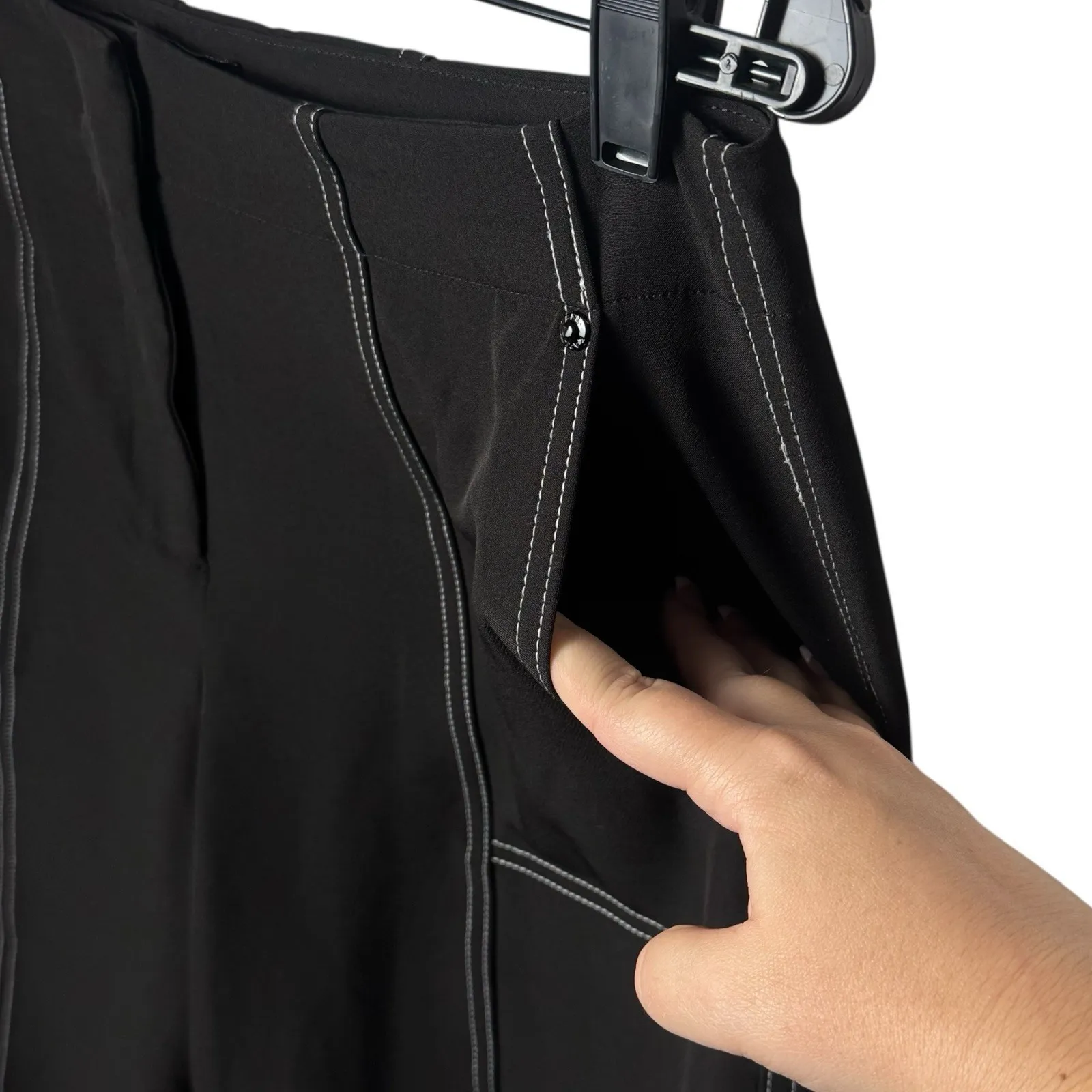 Karl Lagerfeld Contrast Stitch Ankle Pants Career Eclectic Luxury 8-10 - Image 4