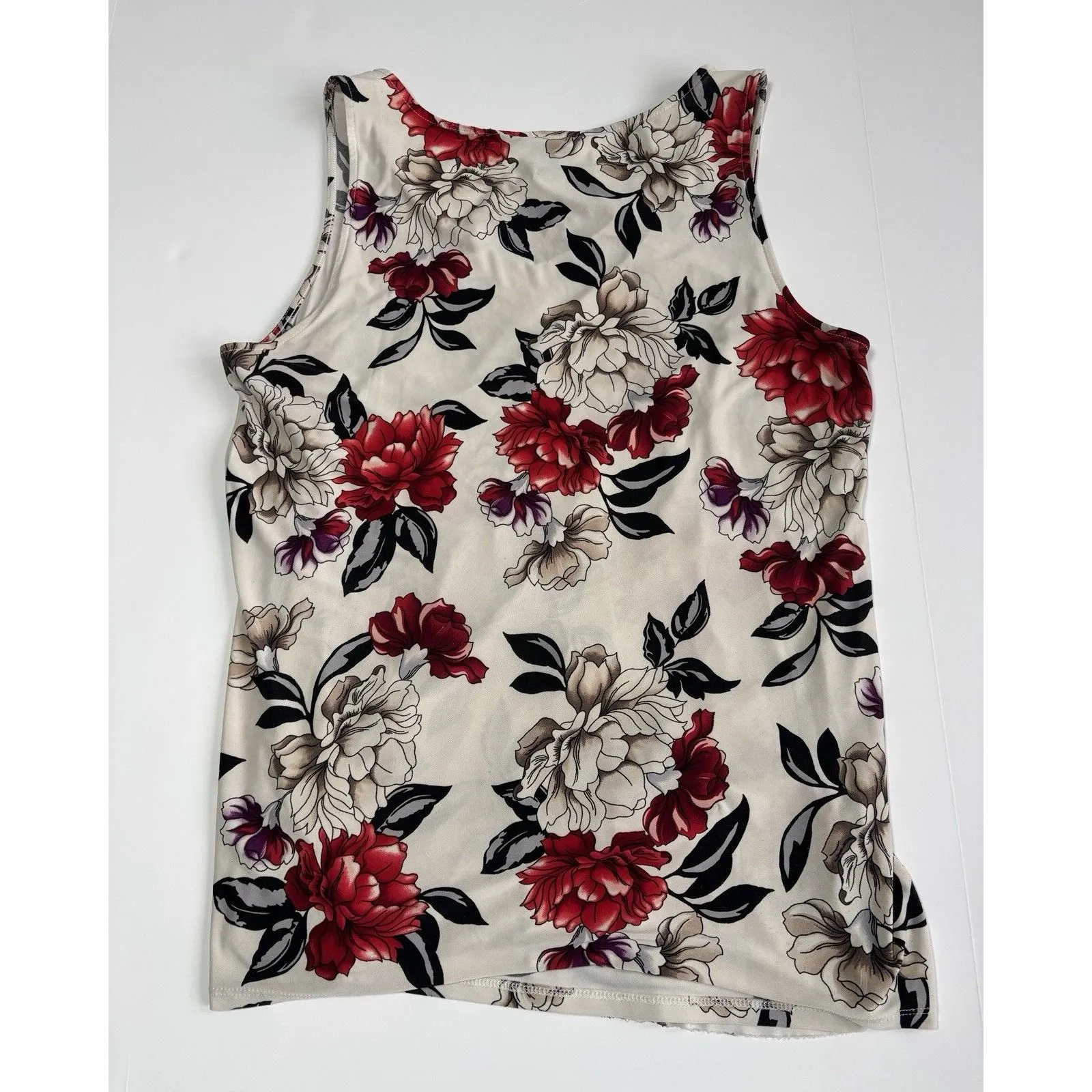 WHBM Tiered Ruffled Top Womens Large Floral Sleeveless Career Shell Tank - Image 2