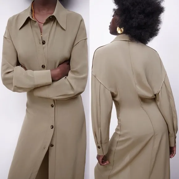 Zara LONG SHIRT LIMITED EDITION BUTTON UP Dress SIZE XS NEW - Image 2