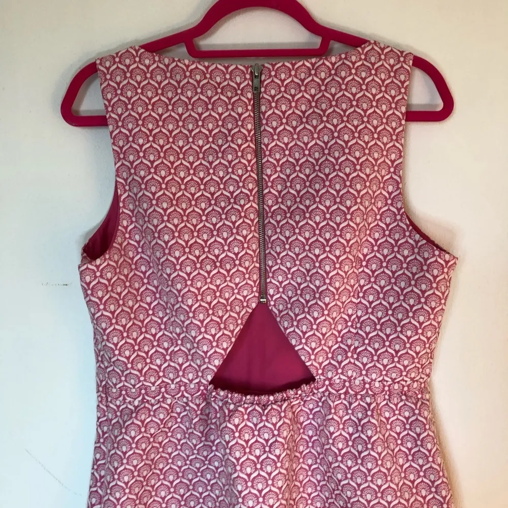 I Heart Ronson Dress Sleeveless Pink & White L EUC Back Cut Out Mini Dress Y2K - Image 10