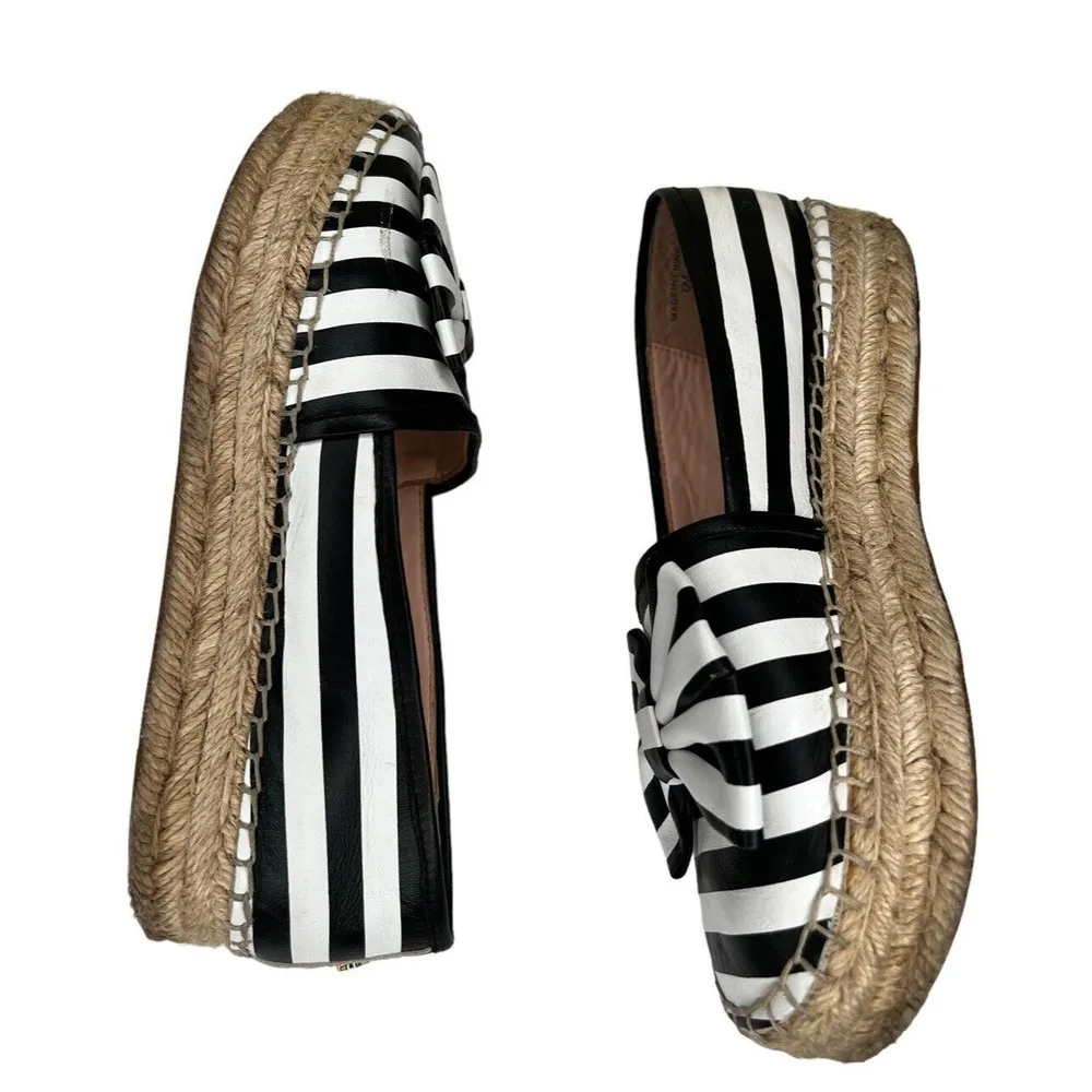 Kate Spade Linds Black & White Striped Bow Platform Espadrille Shoes Women’s 6M - Image 6