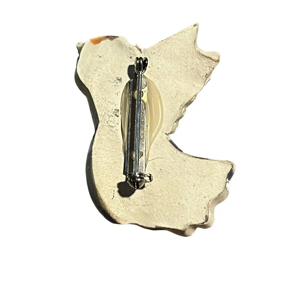 Pottery Clay Angel Pin Brooch Star Wings 2" tall - Image 4