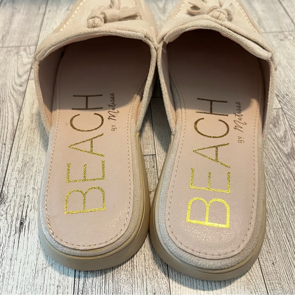 Beach by Matisse Tyra Slip On Mules Women’s 9M Beige Tassel Faux Suede Tan Size 9 - Image 6
