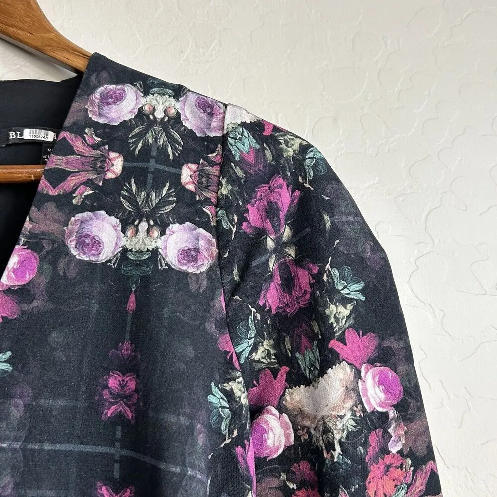 Black Halo Women Size 6 Floral Long Sleeve Bodycon Formal Knee Length Dress - Image 5