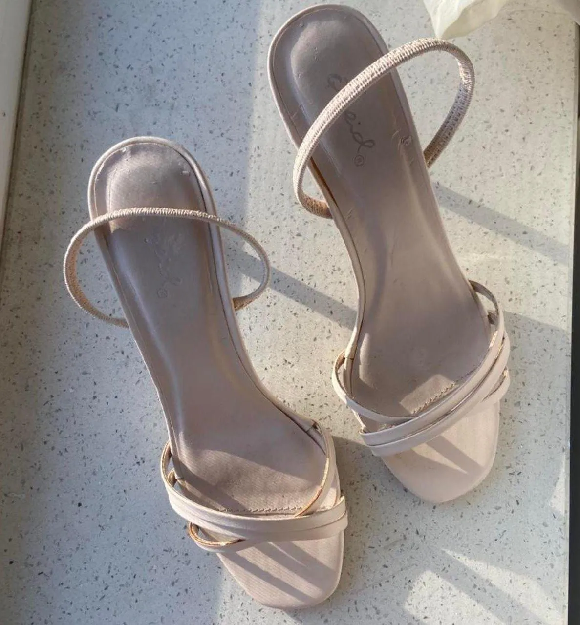 Nude Strappy Heels / Sandals Tan Size 6 - Image 2