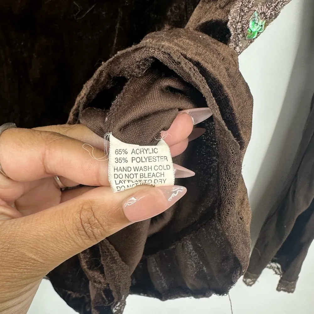 Vintage Y2K Boho Long Sleeve Shirt Size Medium Whimsical Fairycore Early 2000s - Image 6