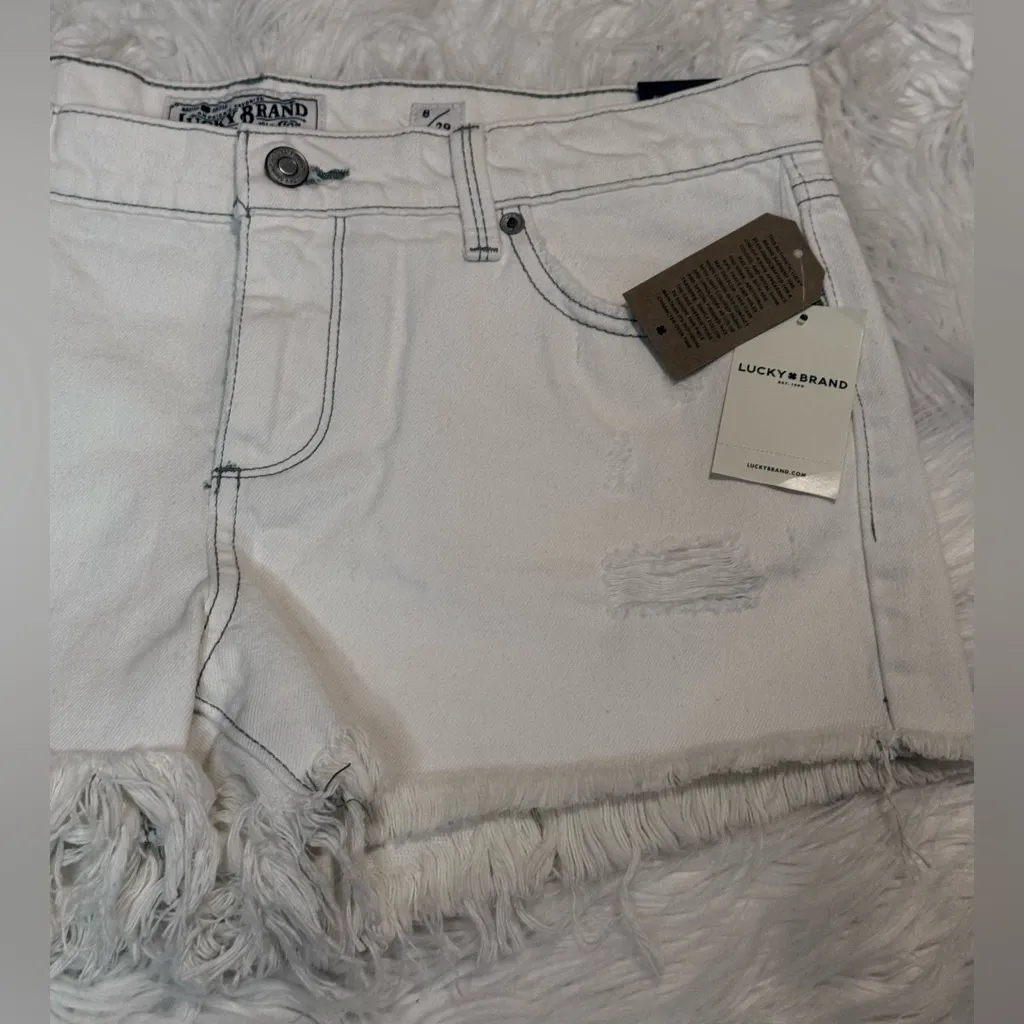 🏷️ NWT Lucky Brand “The Cut Off” White Jean Shorts - Size 8/29 - 100% Cotton - Image 3
