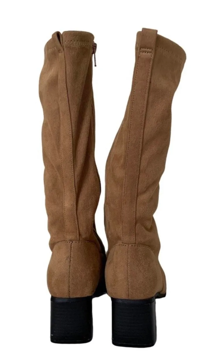 Fanfares suede Square Toe heel boots Brown Size 6 - Image 4