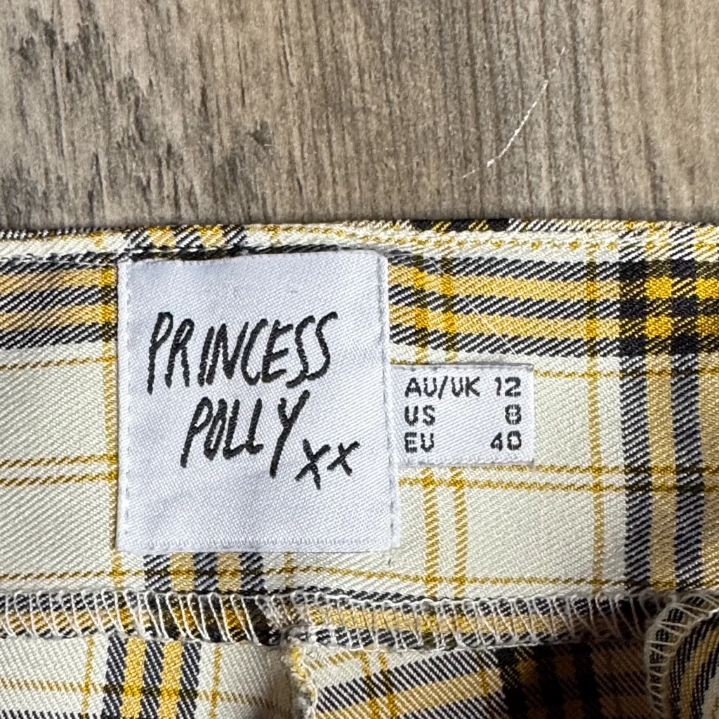 Princess Polly Yellow and Black Plaid High Rise Wide Leg Trousers - Image 2