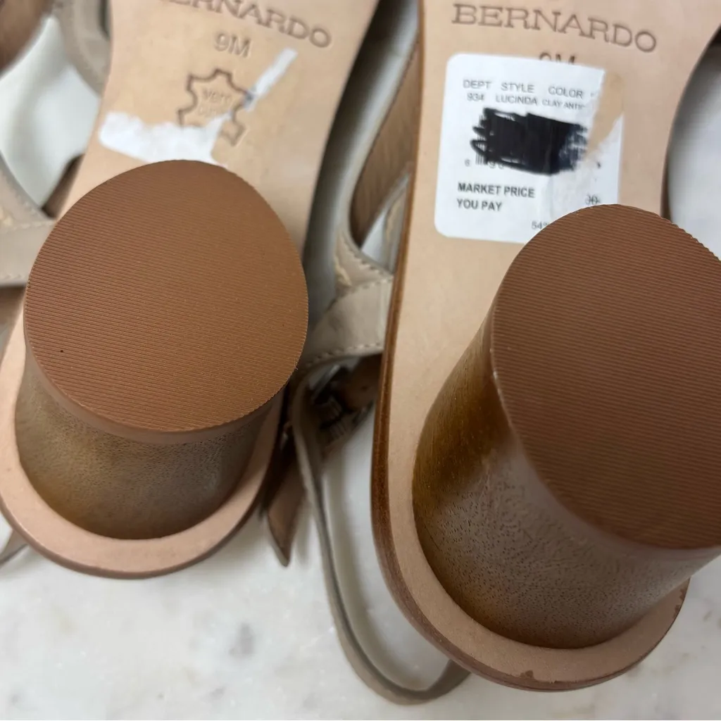 BERNARDO Lucinda Sandal Shoes Womens‎ Tan Strappy Round Block Heel Size 9 - Image 7