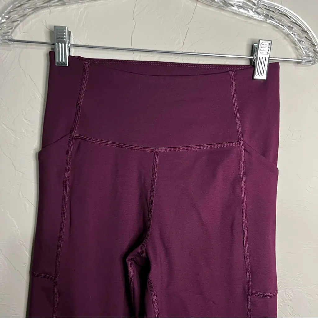 Girlfriend Collective Burgundy Compressive Pocket High Rise Crop Leggings - Image 6