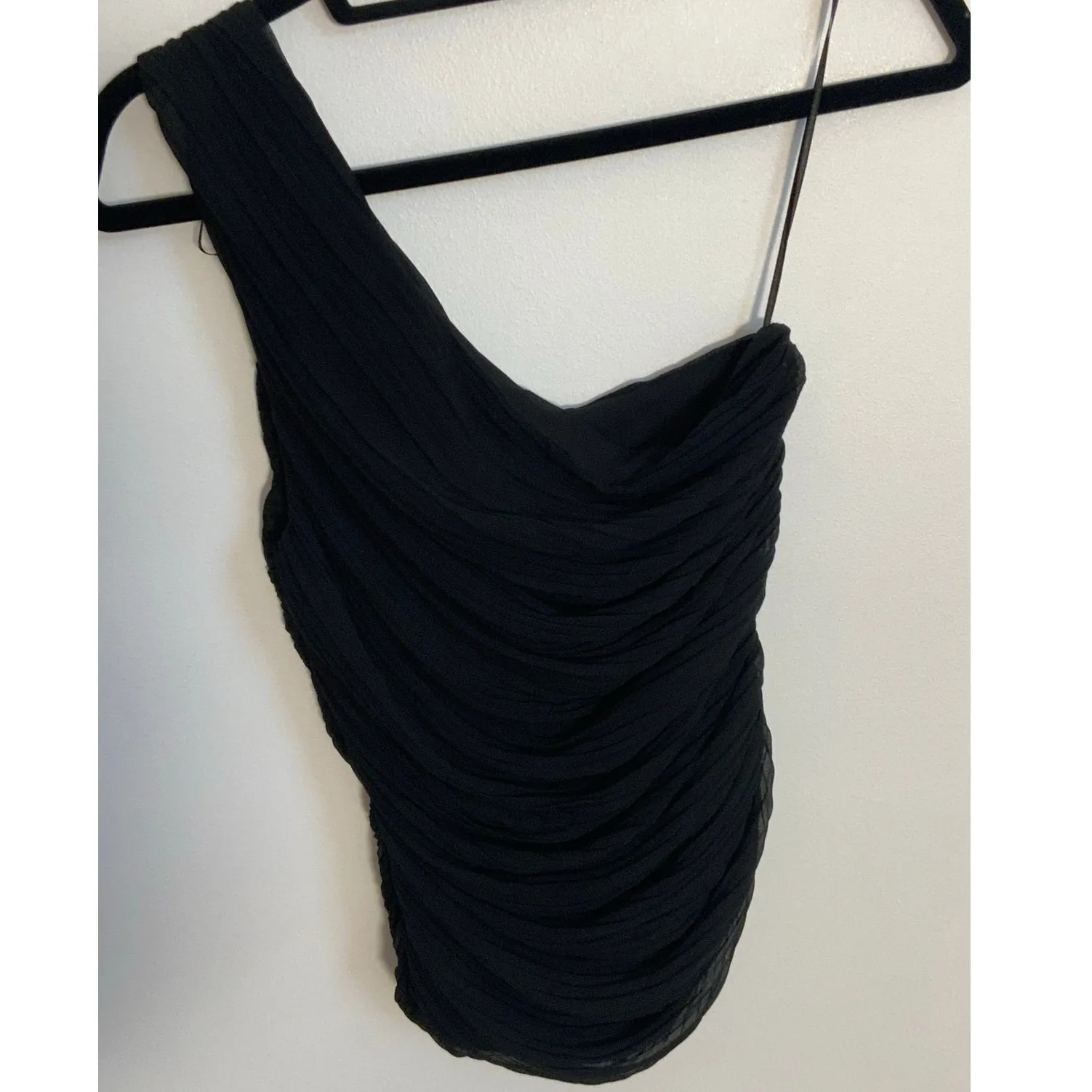 Zara NWT‎ ruched one shoulder top size small - Image 4