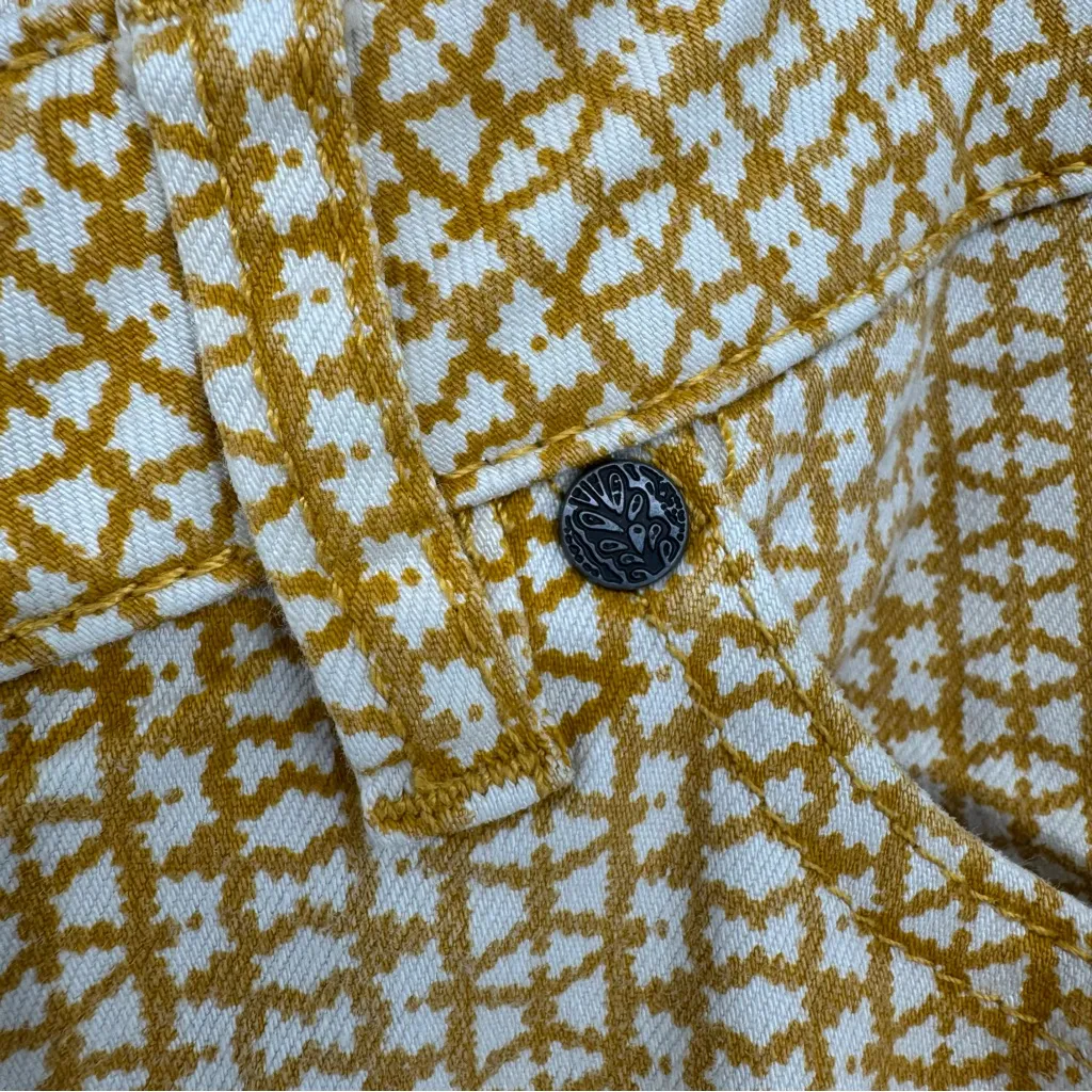 Prana Kara Marigold Mixer Mustard Cream Patterned Pants Size 6 28 Straight Leg - Image 8