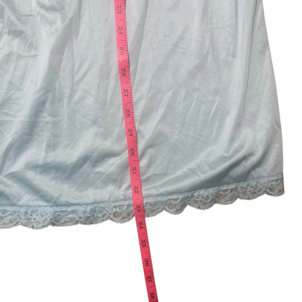 60s Vintage Vanity Fair Light Blue Nylon and Lace Night Dress XS - Image 7