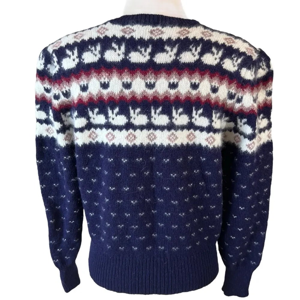 Vintage Susan Bristol Angora Rabbit Shetland Wool Fair Isle Knit Sweater - Image 11