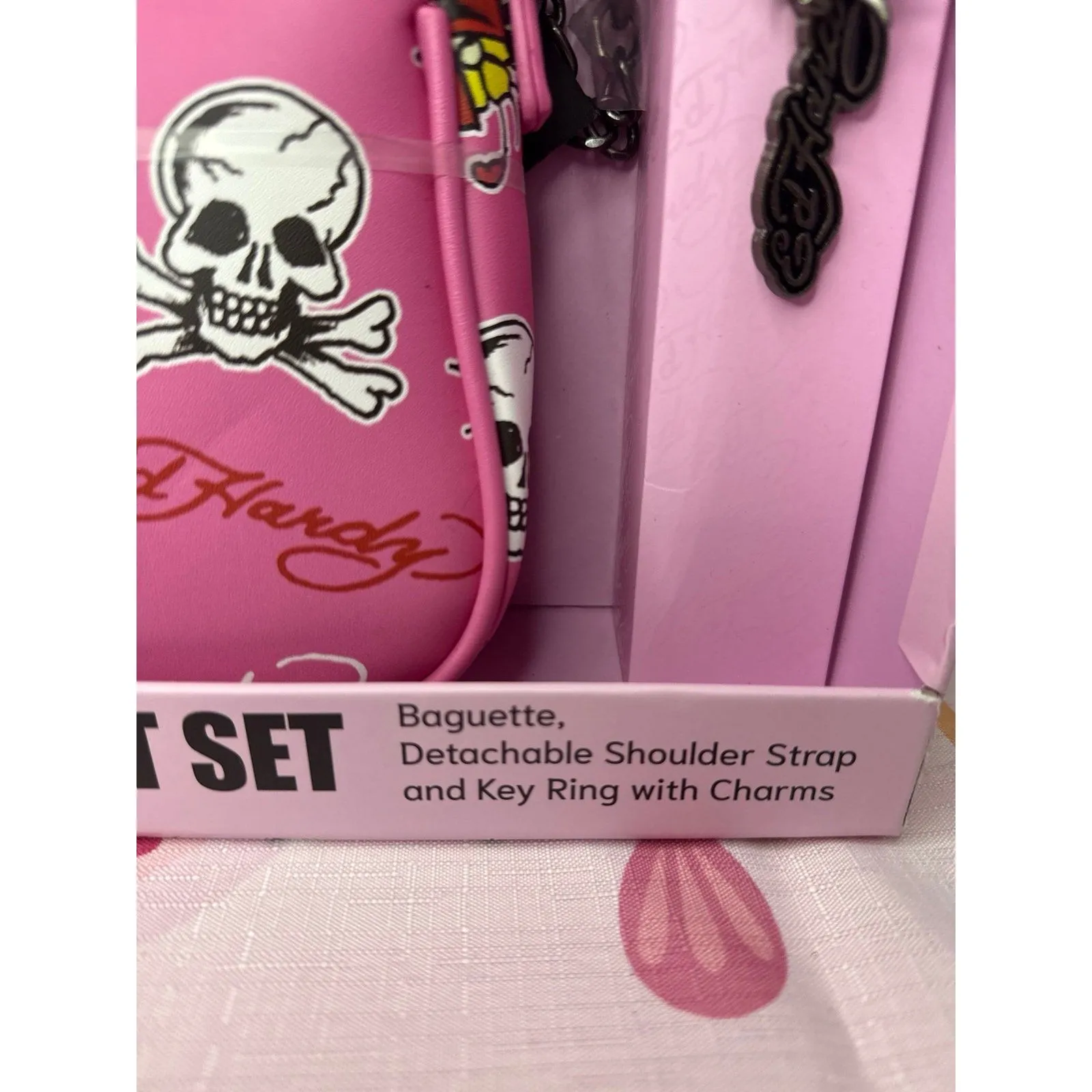 Ed Hardy Pink Baguette with Charm Key ring Set - Image 5